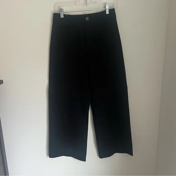 Anthropologie Colette Black Wide Leg High Rise Pants Crop Women's Size 6 - Picture 2 of 5